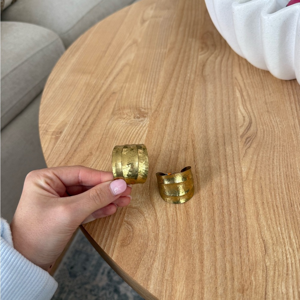 Gold Hammered Cuff earrings